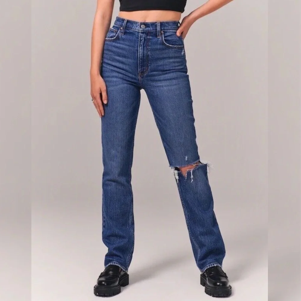 Abercrombie & Fitch Jeans The 90’s Straight Ultra High Rise Festival Y2K Blue 25